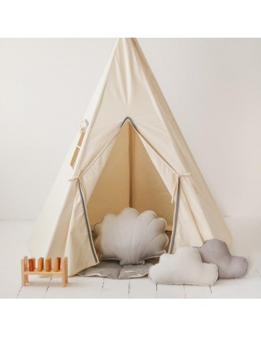 Ensemble Tipi avec Pompons Gris et Tapis soldes