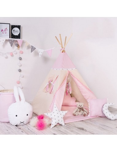 Tipi Fille Rose avec Tapis et Coussin l'évolution des habitudes 