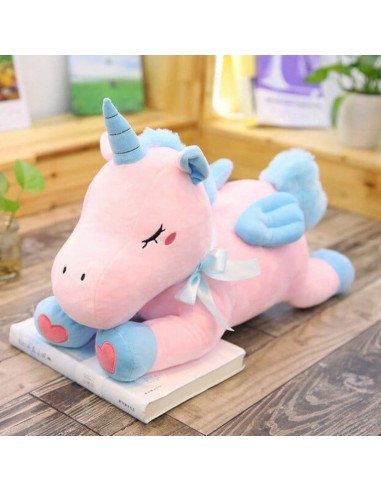 Peluche Licorne Rose Ailes Bleu commande en ligne