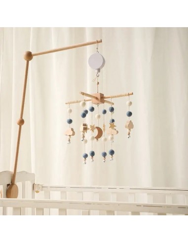 Wooden musical baby mobile les muscles