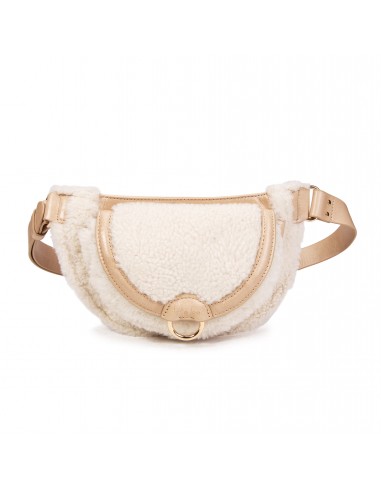 SAC BANANE ULLY - Shearling / Vachette - Beige le des métaux précieux